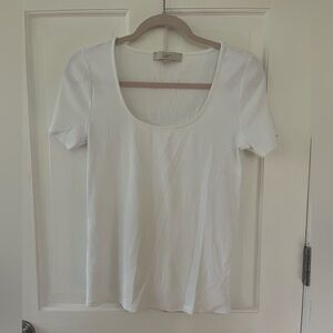 LOFT Women's White Scoop Neck Top Size Large